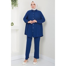 Hafsa Mina Kat Gömlekli Bürümcük İkili Takım Lacivert HM2131