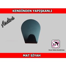 Ardini Kendinden Yapışkanlı 4 Lü Paket Tombul Mat Siyah Bornoz Havlu Askısı
