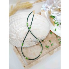 By Song Jewelry Sedef Doğaltaşlı Yeşil Boncuk Kolye