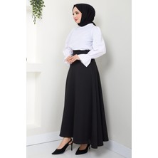 Hafsa Mina  Kolu Lastikli Bluz Beyaz Hm2417