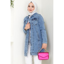 Hafsa Mina Klasik Kot Ceket Mavi HM2455