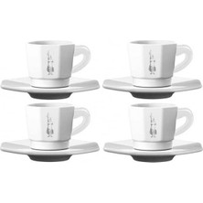 Bialetti Set 4'lü Face Porselen Beyaz Fincan Seti
