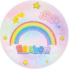 Parti Dükkanım Gökkuşağı Rainbow Tabak 8 Adet