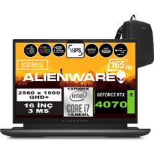 Dell Alienware M16 R1 Intel Core I7-13700HX 64GB Ddr5 512GB SSD RTX4070 8gb 16 Inç 165Hz Qhd+  3ms Windows 11 Pro Gaming Laptop AWM16I7X70WP09 + Zetta Çanta