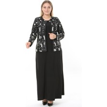 Ladies First Büyük Beden 3905 Siyah Ceket+Elbise Takım