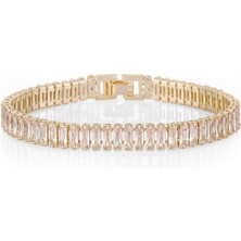 Tekno Trust Zirkon Taş Kadın Lüks Su Yolu Kararmaz Baget Bileklik Garantisiz Paslanmaz Çelik Altın