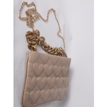BD Shop Kadın Kalp Kabartmalı Gold El Omuz Çantası