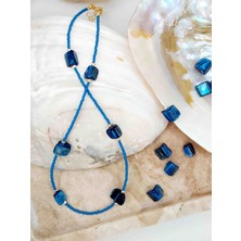 By Song Jewelry Sedef Doğaltaşlı Mavi Boncuk Kolye
