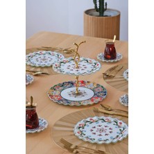 Glore Lusaka Altın Yaldızlı 6 Kişilik 25 Parça Pasta Çay Ikram Takımı