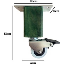 DS Yapı Kale Ahşap Tekerli Ayak Mobilya Masa ve Dolap Tekerli Ayağı Frenli (12 cm - 15 cm) (Kayın / Gürgen)