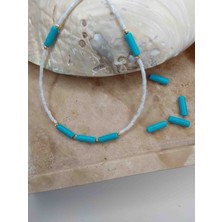 By Song Jewelry Turkuaz Doğaltaşlı Beyaz Boncuk Kolye
