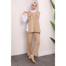 Bisküvi Yan Detaylı Üçlü Takım