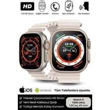 Tekno Trust Gri Watch 8 Ultra Series Ios Android Uyumlu T 800 Serisi Spor ve Sağlık Sensörlü T800 Ultra Akıllı