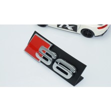 Dk Tuning S6 Gümüş Kırmızı 3D Ön Panjur Logo Audi Ile Uyumlu