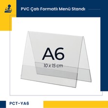 Damga Market Pvc Çatı Formatlı A6 Menü, Masaüstü Standı Yatay, Şeffaf, 15 cm x 10 cm - 10'lu Paket