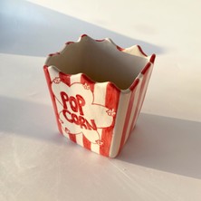 Arch El Yapımı Seramik Patlamış Mısır Kovası - Popcorn Kutusu Tekli - 13 cm x 9cm