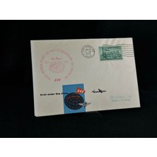 Ephemera 1954 Amerika'dan Iskandinavya'ya Ilk Uçuş Ilk Gün Zarf Fdc Varış Damgalı Uçak Postası Airmail