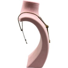 Megass Dekor Yerli Üretim Süet Kumaş Pembe Renk 27/12 cm Kolye Gerdanlık Zincir Takı Sergileme Mankeni