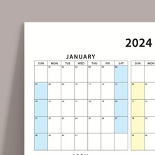 Bi'aldım 2025 Amerikan Standardı Takvim, Yıllık Planlayıcı Duvar Takvimi, Sunday Start Wall Planner