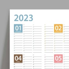 Bi'aldım 2025 Yıllık Planlayıcı Duvar Takvim Mavi Sarı Turuncu Yearly Wall Planner