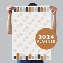 Bi'aldım 2025 Yıllık Planlayıcı Duvar Takvimi | Antrasit Gri Camel Bej Gri Renkler Aylık Planlayıcı