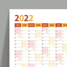 Bi'aldım 2025 Yıllık Planlama Duvar Takvimi, Sarı Kırmızı Wall Planner
