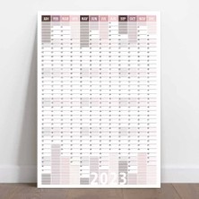 Bi'aldım 2025 Yıllık Planlayıcı Duvar Takvim Bordo Mürdün Çizgili Yearly Wall Planner
