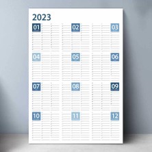 Bi'aldım 2025 Yıllık Planlayıcı Duvar Takvim Mavi Renk Yearly Wall Planner
