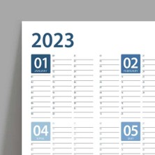 Bi'aldım 2025 Yıllık Planlayıcı Duvar Takvim Mavi Renk Yearly Wall Planner