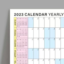 Bi'aldım 2025 Yıllık Planlayıcı Duvar Takvimi, Sarı Pembe Mavi Renkler