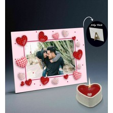 Bk Gift Sevgililere Özel Beyaz Defter Dekoratif Çerçeve ve Kalp Taş Obje Kokulu Mum Hediye Seti-2, Sevgiliye Hediye, Sevgililer Günü