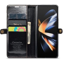 SZY Mall Samsung Galaxy Z Için Flip Case Fold 4 5g Çılgın At Pu Deri Retro (Yurt Dışından)