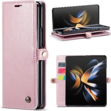 SZY Mall Samsung Galaxy Z Için Flip Case Fold 4 5g Çılgın At Pu Deri Retro (Yurt Dışından)