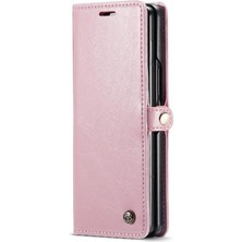 SZY Mall Samsung Galaxy Z Için Flip Case Fold 4 5g Çılgın At Pu Deri Retro (Yurt Dışından)