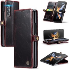 SZY Mall Samsung Galaxy Z Için Flip Case Fold 4 5g Çılgın At Pu Deri Retro (Yurt Dışından)