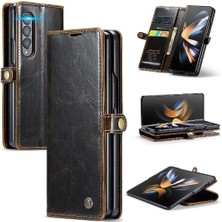 SZY Mall Samsung Galaxy Z Için Flip Case Fold 4 5g Çılgın At Pu Deri Retro (Yurt Dışından)