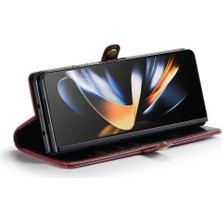 SZY Mall Samsung Galaxy Z Için Flip Case Fold 4 5g Çılgın At Pu Deri Retro (Yurt Dışından)