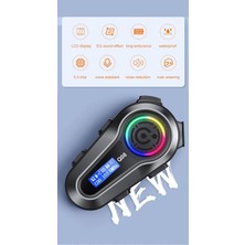 Keskin Motors LCD Ekran Fm Radyolu Rgb Ledli Motosiklet Bluetooth Kask Kulaklık Intercom  Su Geçirmez Interko