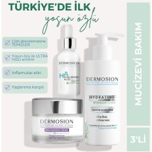 Dermosion Yüz Temizleme Jeli Niacinamide Krem Hyalüronik Asit Serum Mucizevi 3'lü Cilt Bakım Seti