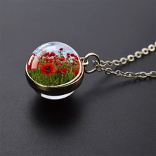 Mingming Shop No.11 Boyutu Haşhaş Cam Top Kolye Ilk Aşk Çiçek Takı Yıldönümü Hediyesi (Yurt Dışından)