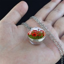 Mingming Shop No.11 Boyutu Haşhaş Cam Top Kolye Ilk Aşk Çiçek Takı Yıldönümü Hediyesi (Yurt Dışından)