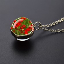 Mingming Shop No.11 Boyutu Haşhaş Cam Top Kolye Ilk Aşk Çiçek Takı Yıldönümü Hediyesi (Yurt Dışından)