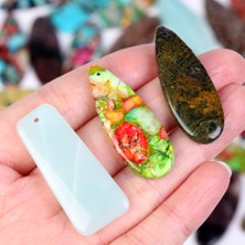 Mingming Shop STIL15 Doğal Su Damlası Üçgen Oval Deniz Tortu Jades Taş Kolye Takı Yapımı Için Diy El Sanatları Kolye Aksesuarları 42*16MM (Yurt Dışından)