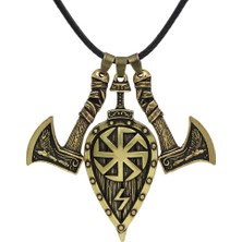 Mingming Shop AL62-GÜMÜŞ Vintage Viking Savaşçı Kalkanı Balta Kolye Kolye Erkekler Için Slav Pusula Kolye Kolye Punk Rock Parti Takı (Yurt Dışından)