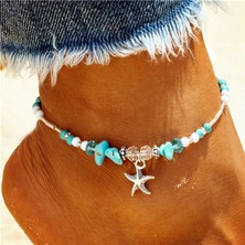 Mingming Shop F179 Yeni Kabuk Boncuk Denizyıldızı Halhal Kadınlar Için Plaj Halhal Bacak Bilezik El Yapımı Bohemian Ayak Zinciri Boho Takı Sandalet Hediye (Yurt Dışından)