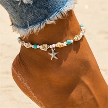 Mingming Shop F179 Yeni Kabuk Boncuk Denizyıldızı Halhal Kadınlar Için Plaj Halhal Bacak Bilezik El Yapımı Bohemian Ayak Zinciri Boho Takı Sandalet Hediye (Yurt Dışından)