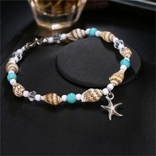 Mingming Shop F179 Yeni Kabuk Boncuk Denizyıldızı Halhal Kadınlar Için Plaj Halhal Bacak Bilezik El Yapımı Bohemian Ayak Zinciri Boho Takı Sandalet Hediye (Yurt Dışından)
