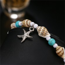 Mingming Shop F179 Yeni Kabuk Boncuk Denizyıldızı Halhal Kadınlar Için Plaj Halhal Bacak Bilezik El Yapımı Bohemian Ayak Zinciri Boho Takı Sandalet Hediye (Yurt Dışından)