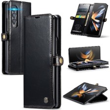 YH Market Samsung Galaxy Z Için Flip Case Fold 4 5g Çılgın At Pu Deri Retro (Yurt Dışından)