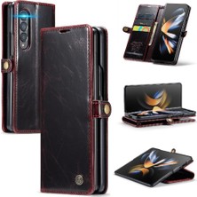 YH Market Samsung Galaxy Z Için Flip Case Fold 4 5g Çılgın At Pu Deri Retro (Yurt Dışından)